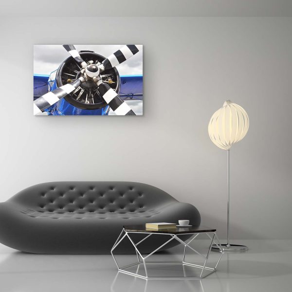 Canvas Wall Art - Black and White Propeller Blue Plain