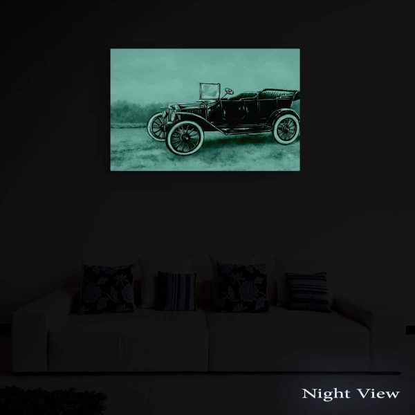 Canvas Wall Art - Abstract - The Retro Black Car of the Past Epoch Painting