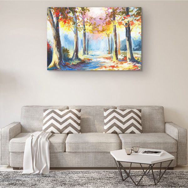 Canvas Wall Art - Yellow Red Forest Alley