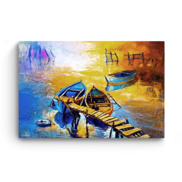 Canvas Wall Art - Three Boats on the Shore Painting