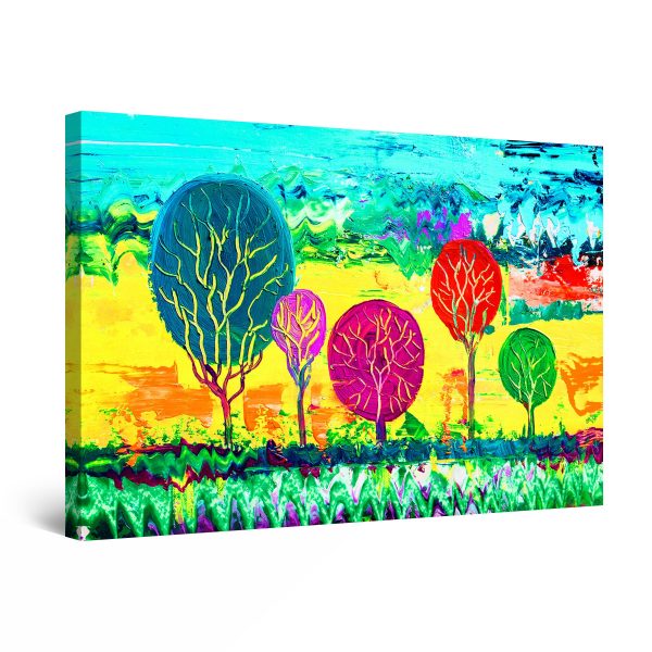 Canvas Wall Art - Fantasy Colored Trees Abstract Turquoise