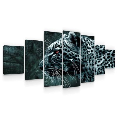 Huge Canvas Wall Art-Elegant Gepard  Set of 7 Panels