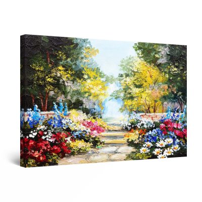 Canvas Wall Art - Colored Flowers in Garden