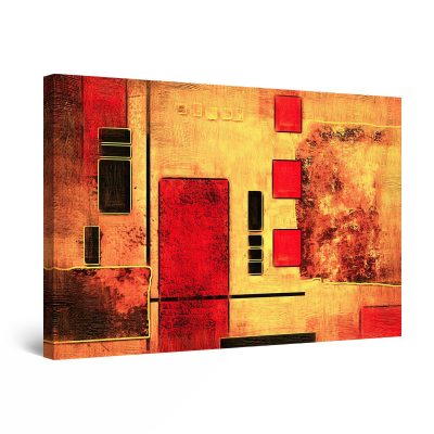 Canvas Wall Art - Abstract Red Black Geometric