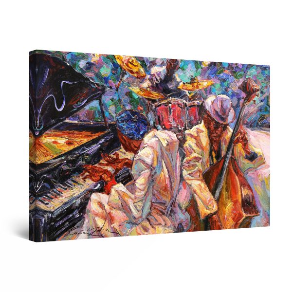 Canvas Wall Art - Abstract - Orange Jazz Orchestra Music Painting