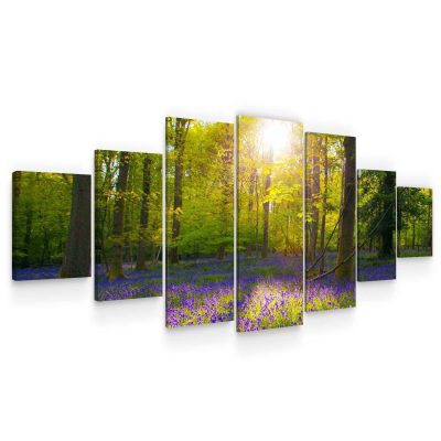 Huge Canvas Wall Art - Glade In The Forest Set of 7 Panels