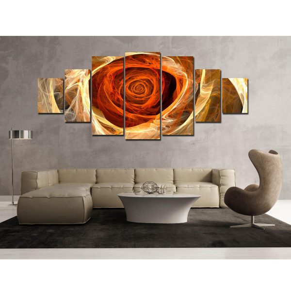 Huge Canvas Wall Art - Flame Rose Set of 7 Panels
