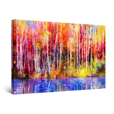 Canvas Wall Art - Abstract - Colored Landscape Forest Trees Poland