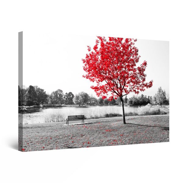 Canvas Wall Art - Red Tree Surreal Landscape