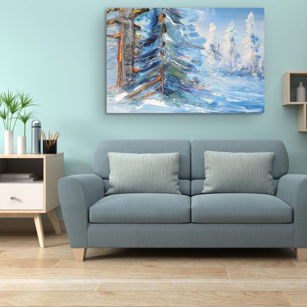 Canvas Wall Art - Idyllic Winter Landscape and Fir
