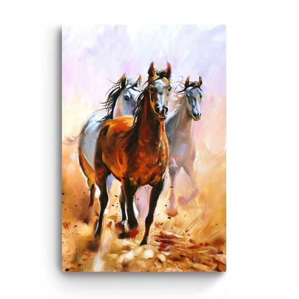 Canvas Wall Art - Three Horses Runnnig 60 x 90cm
