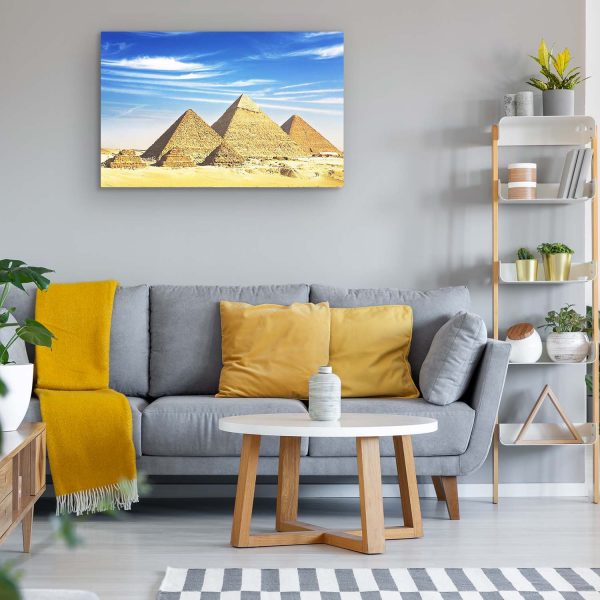 Canvas Wall Art - Blue Sky and Egypt Pyramids