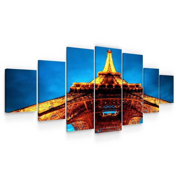 Huge Canvas Wall Art - Eiffel Tower Set of 7 Panels