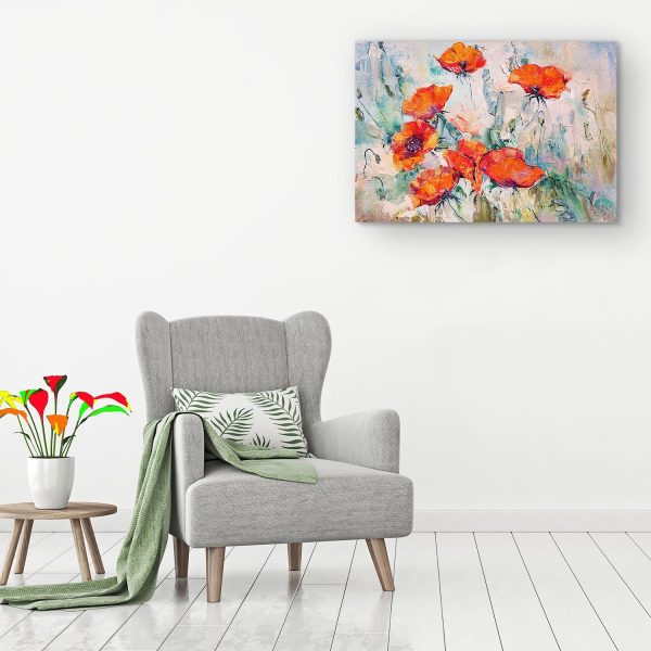 Canvas Wall Art - Red Poppies in The Field