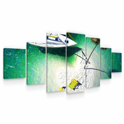 Huge Canvas Wall Art - Holiday In Paradise Set of 7 Panels
