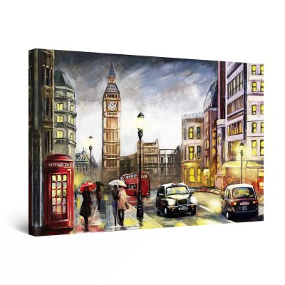 Canvas Wall Art - Rainy Day in London Big Ben