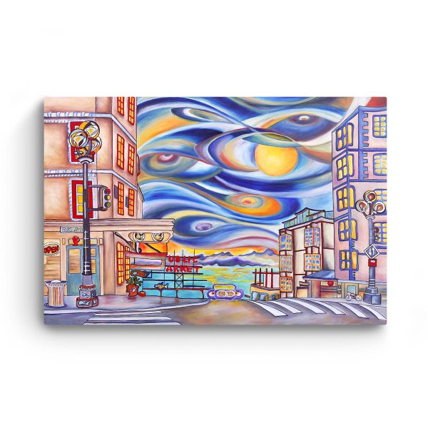 Canvas Wall Art - Abstract Blue Sky Eyes and Public Market