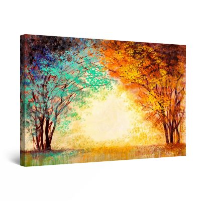 Canvas Wall Art - Abstract - Tranquility of Sunrise through Tree Branches