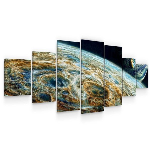 Huge Canvas Wall Art - Amazing Planet Set of 7 Panels