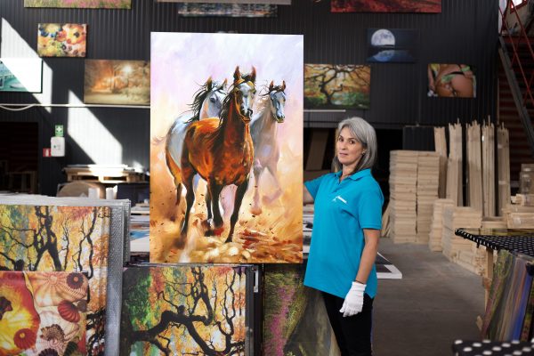Canvas Wall Art - Three Horses Runnnig 60 x 90cm