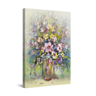 Canvas Wall Art - Multi Color Flowers in Vase Love