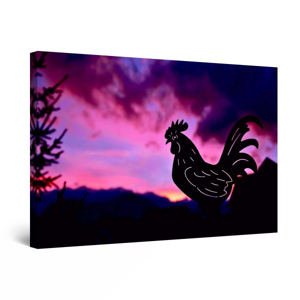 Canvas Wall Art - Fire Purple Sky and Iron Cock