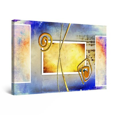 Canvas Wall Art - Yellow Blue  Abstract Geometric