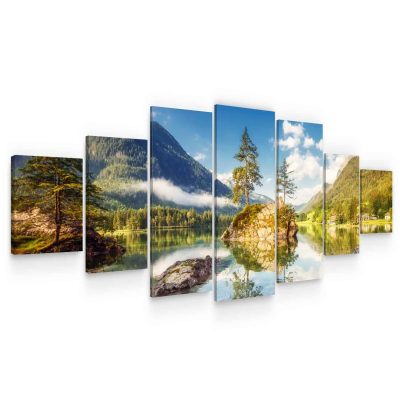 Large Canvas Wall Art - On The Cold Mountain Stream Set of 7 Panels
