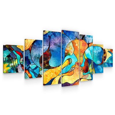 Large Canvas Wall Art - Magical Kiss in The Eternity of Love Set of 7 Panels