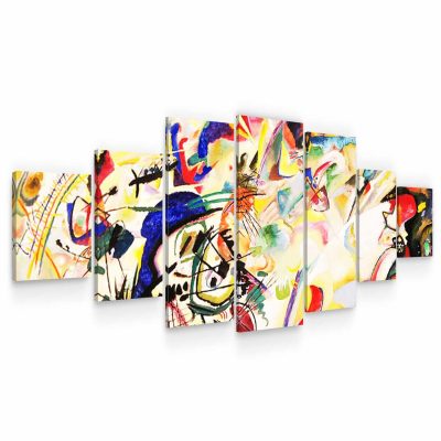 Large Canvas Wall Art - Multicoloured Chaos Set of 7 Panels