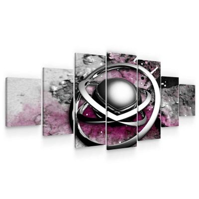Large Canvas Wall Art - The Center of a Metal Atom Set of 7 Panels