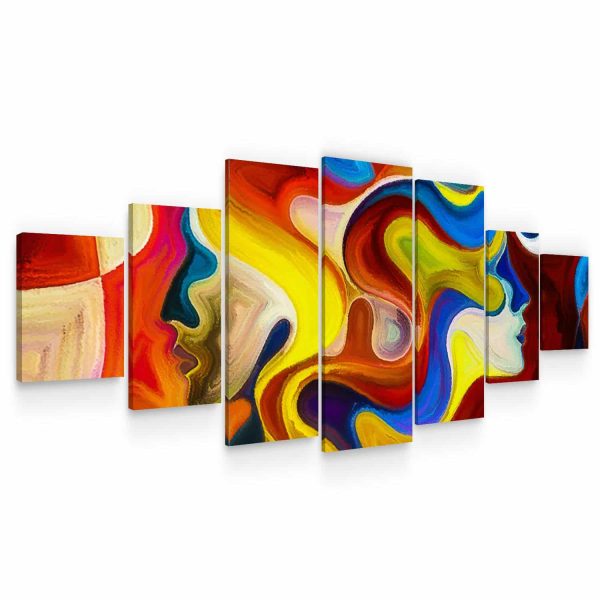 Large Canvas Wall Art - Nymphs with Curly Hair Set of 7 Panels