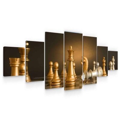 Large Canvas Wall Art - Chess Passionate Set of 7 Panels