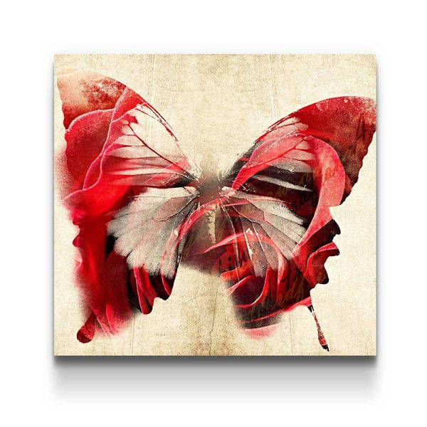 Red Butterfly, Butterfly Framed 80 x 80 cm