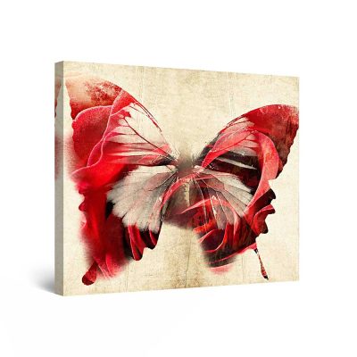 Canvas Wall Art - Red Butterfly, Butterfly Framed 80 x 80 cm