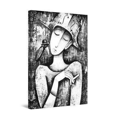 Canvas Wall Art - Black and White Dramatic Girl Figure