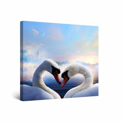 Canvas Wall Art - The Love of Swans 80 x 80 cm