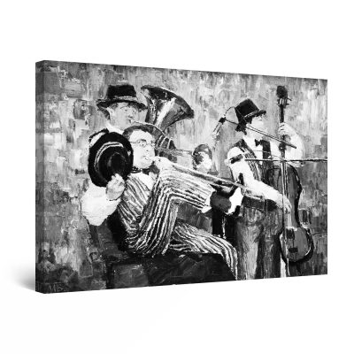 Canvas Wall Art - Black and White Jazz Orchestra