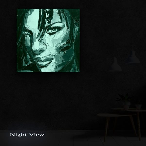Canvas Wall Art Abstract - Eva Woman Painted Face, Ready to Seduce You 80 x 80 cm