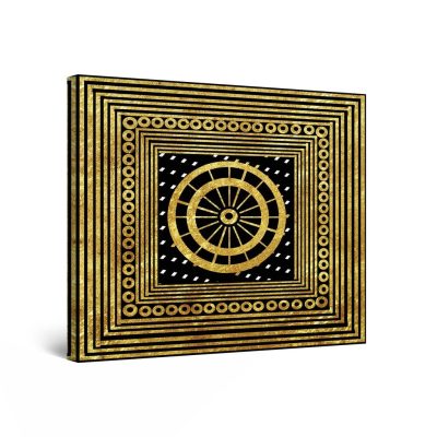 Canvas Wall Art - Abstract - Gold Arabic Pattern 80 x 80 cm