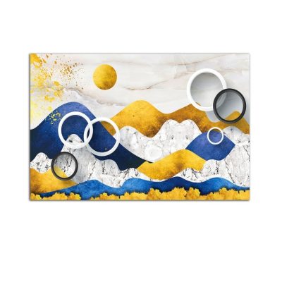 Plexiglass Wall Art - Stylized Blue Yellow Landscape Decor  60 x 90 CM