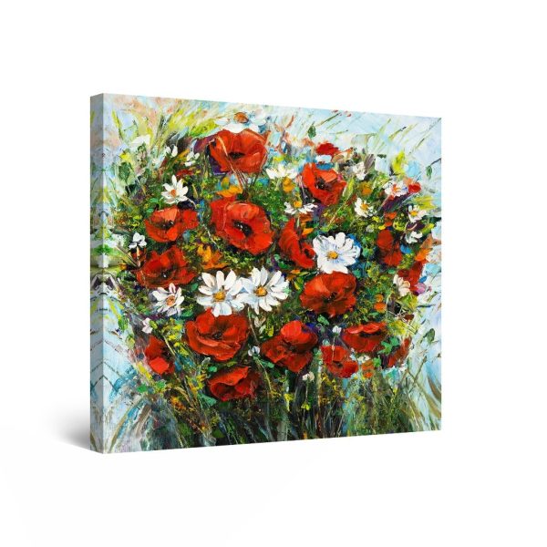 Red Poppies and White Daisies 80 x 80 cm
