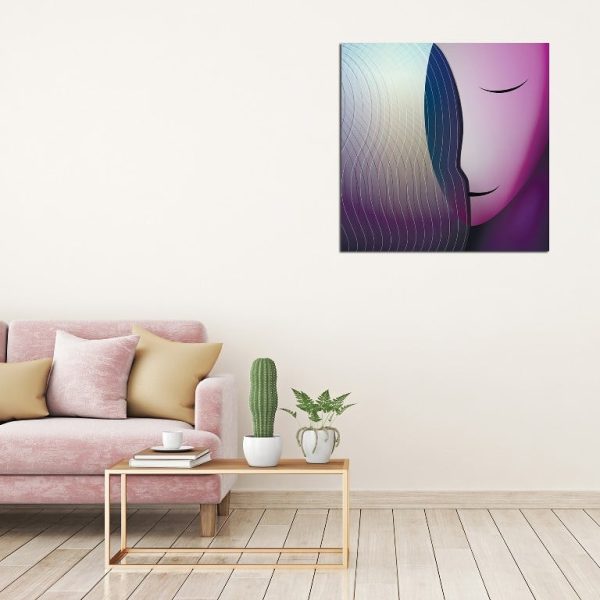 Plexiglass Wall Art - Purple Abstract Contours Decor 60 x 60 CM