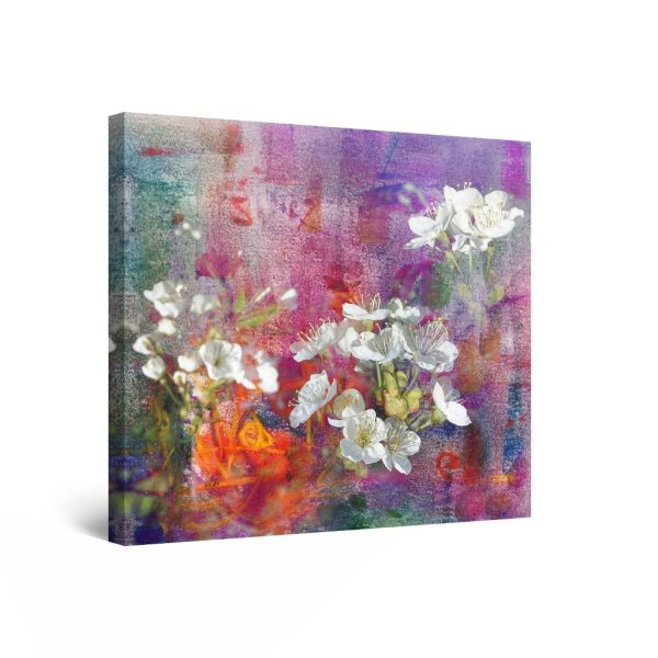White Flowers in Purple Decoration 80 x 80 cm