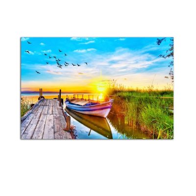 Plexiglass Wall Art - On the Sea by Boat at Sunset Decor  60 x 90 CM