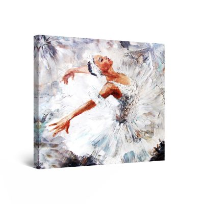Canvas Wall Art Abstract - Ballerina with White Dress 80 x 80 cm