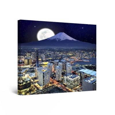 Canvas Wall Art - Yokohama by Night 80 x 80 cm