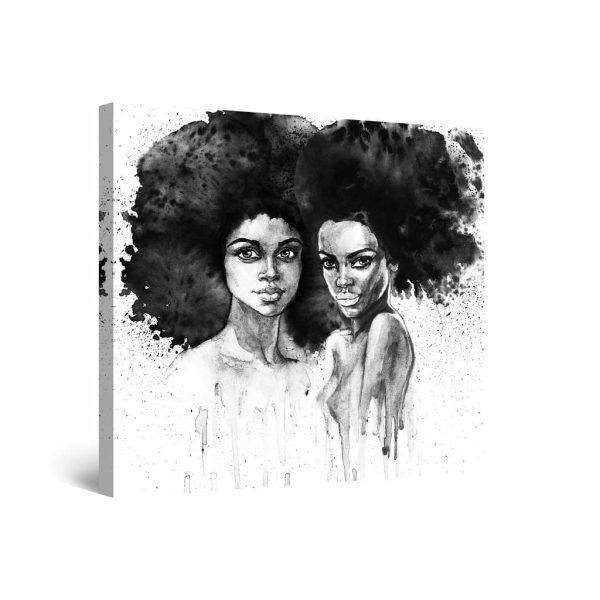 Canvas Wall Art - Black and White African Women 80 x 80 cm