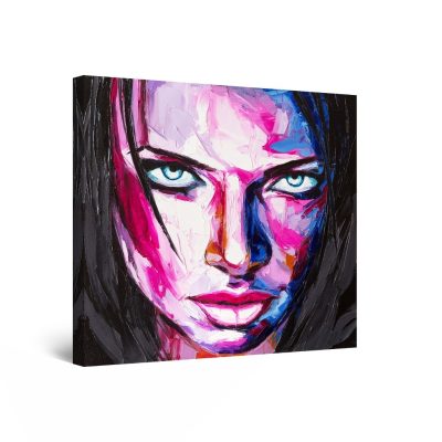 Canvas Wall Art - Abstract - Eva Woman, Seductive Painted Face 80 x 80 cm