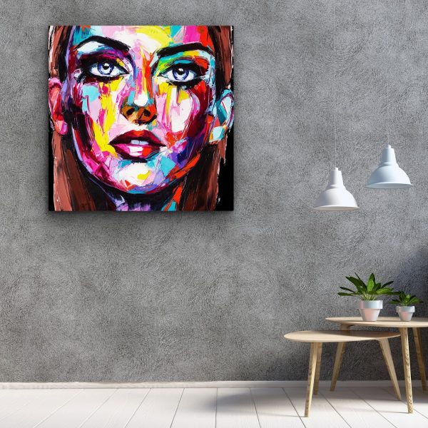 Canvas Wall Art - Abstract - Eva Woman, Beauty in Your Eyes 80 x 80 cm